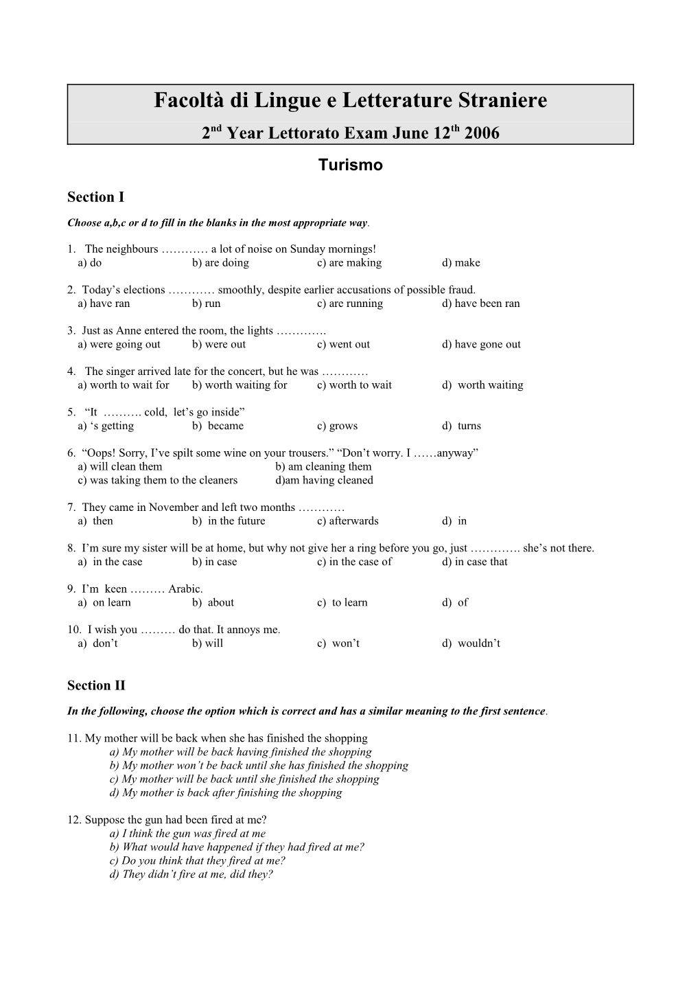 Facoltà Di Lingue E Letterature Straniere s3