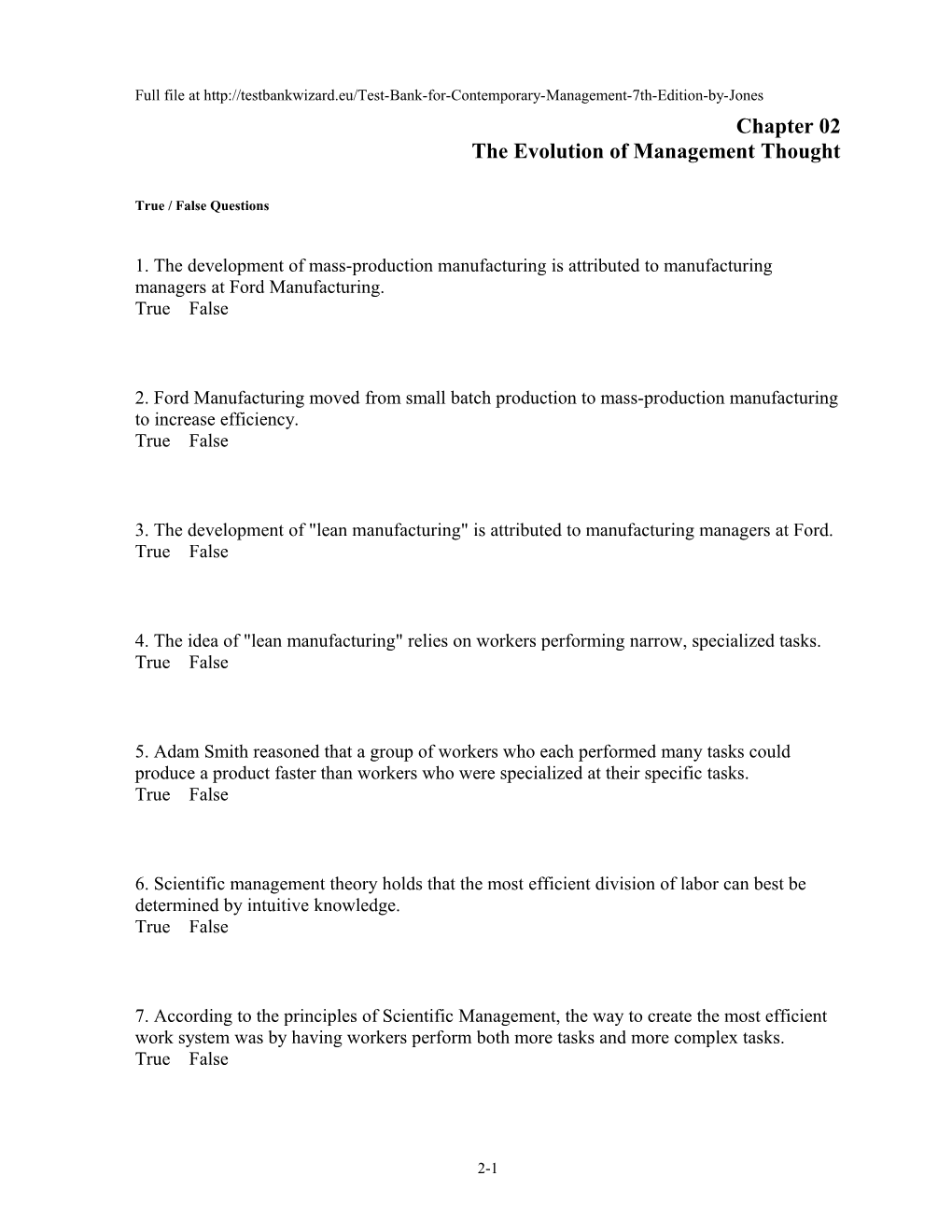 Chapter 02 the Evolution of Management Thought