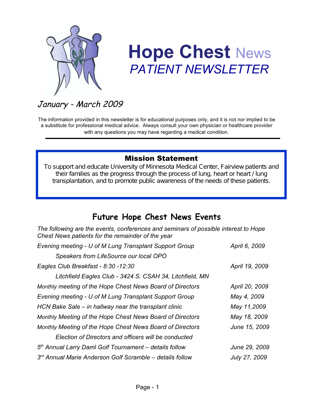 Future Hope Chest News Events