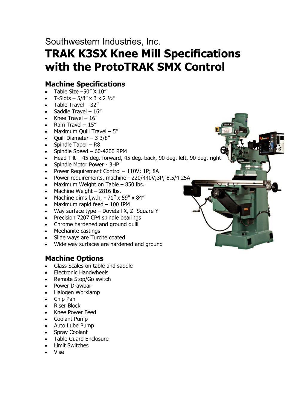 With the Prototrak SMX Control