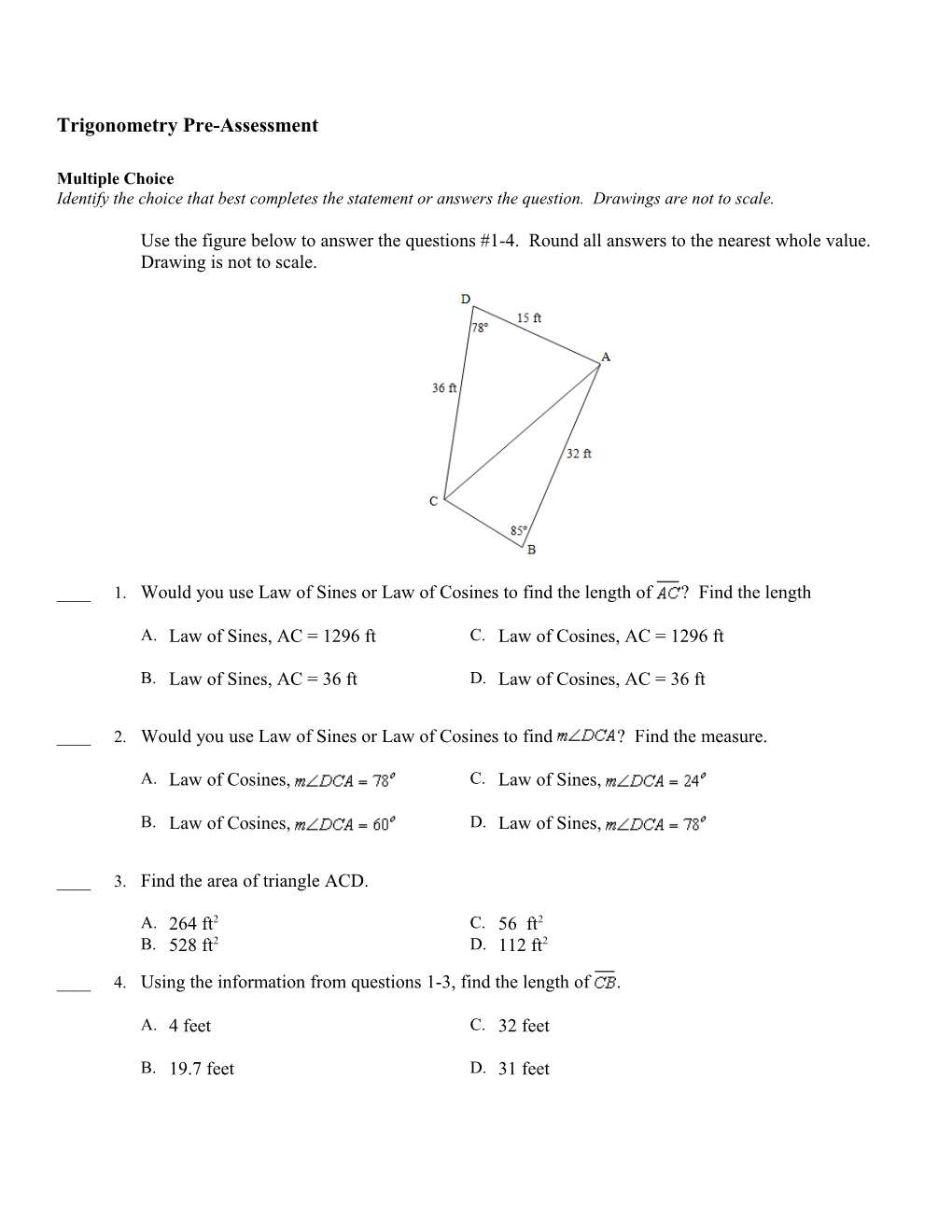 Trigonometry Pre-Assessment