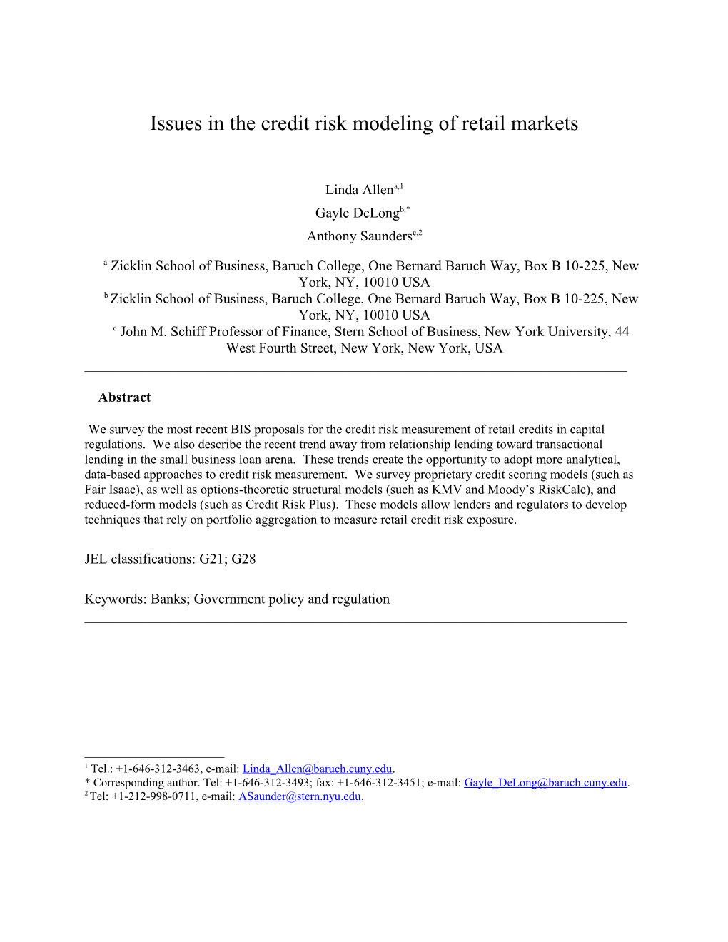 Credit Risk Modeling of Middle Markets