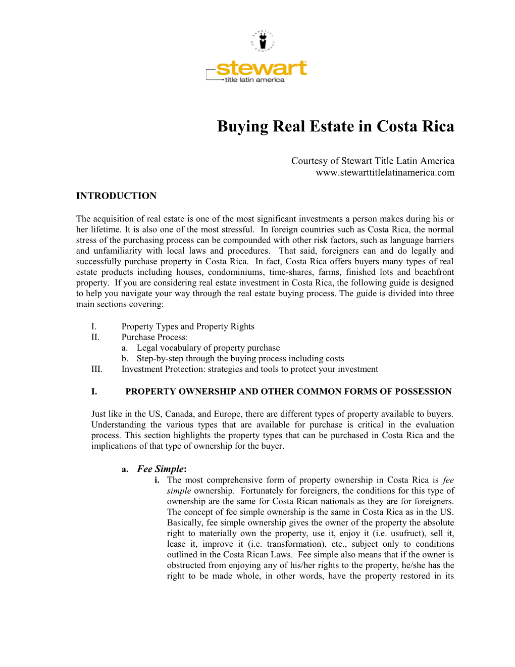 Buying Real Estate in Costa Rica