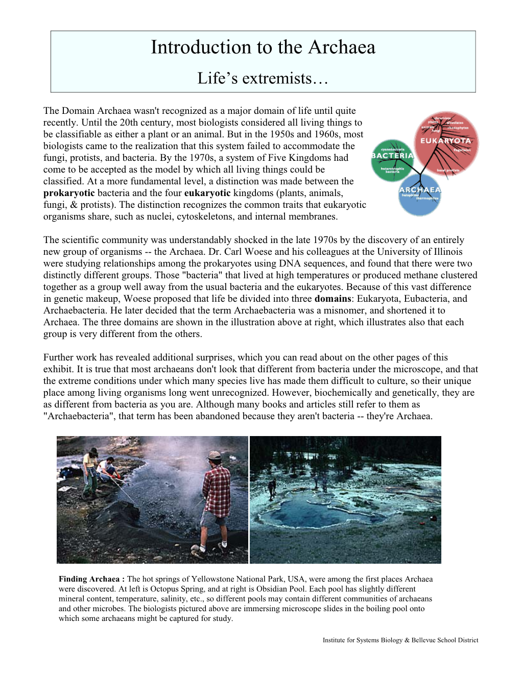 The Domain Archaea Wasn't Recognized As a Major Domain of Life Until Quite Recently