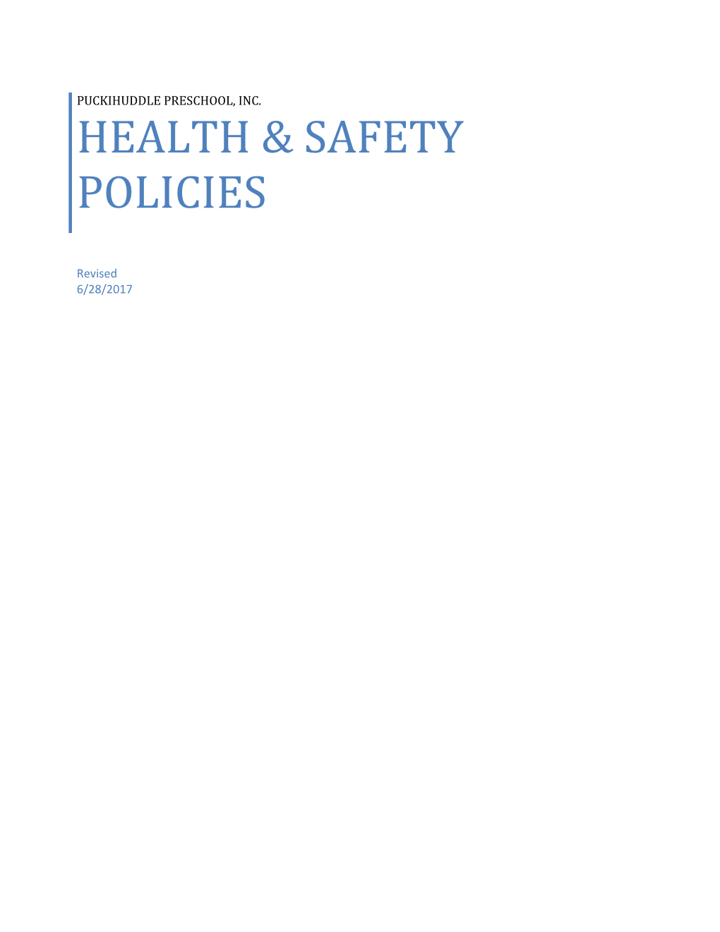 Health & Safety Policies