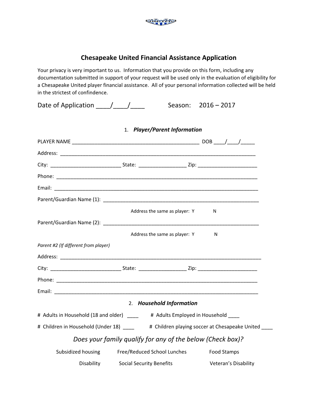 Chesapeake Unitedfinancial Assistance Application