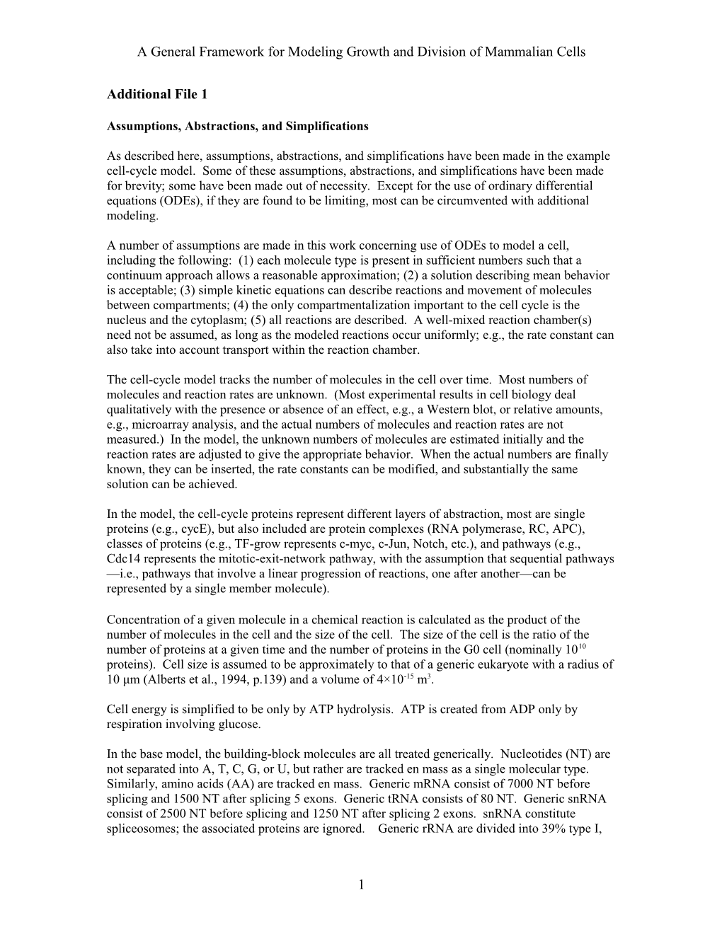 A General Framework for Modeling Growth and Division of Mammalian Cells