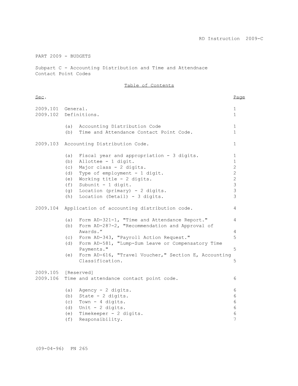 Subpart C - Accounting Distribution and Time and Attendnace