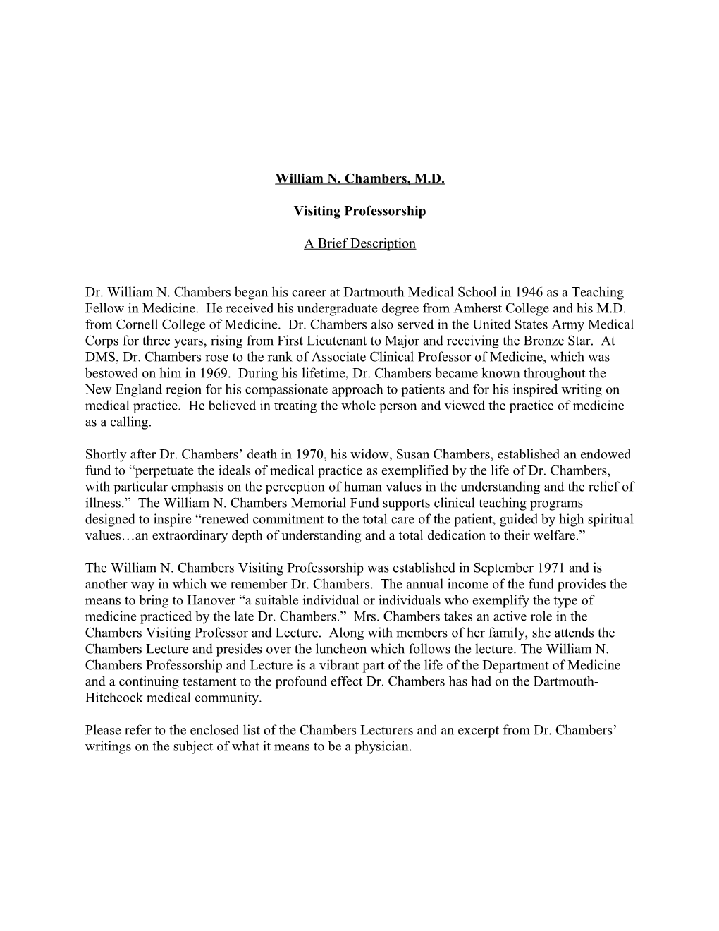 William N. Chambers, M.D