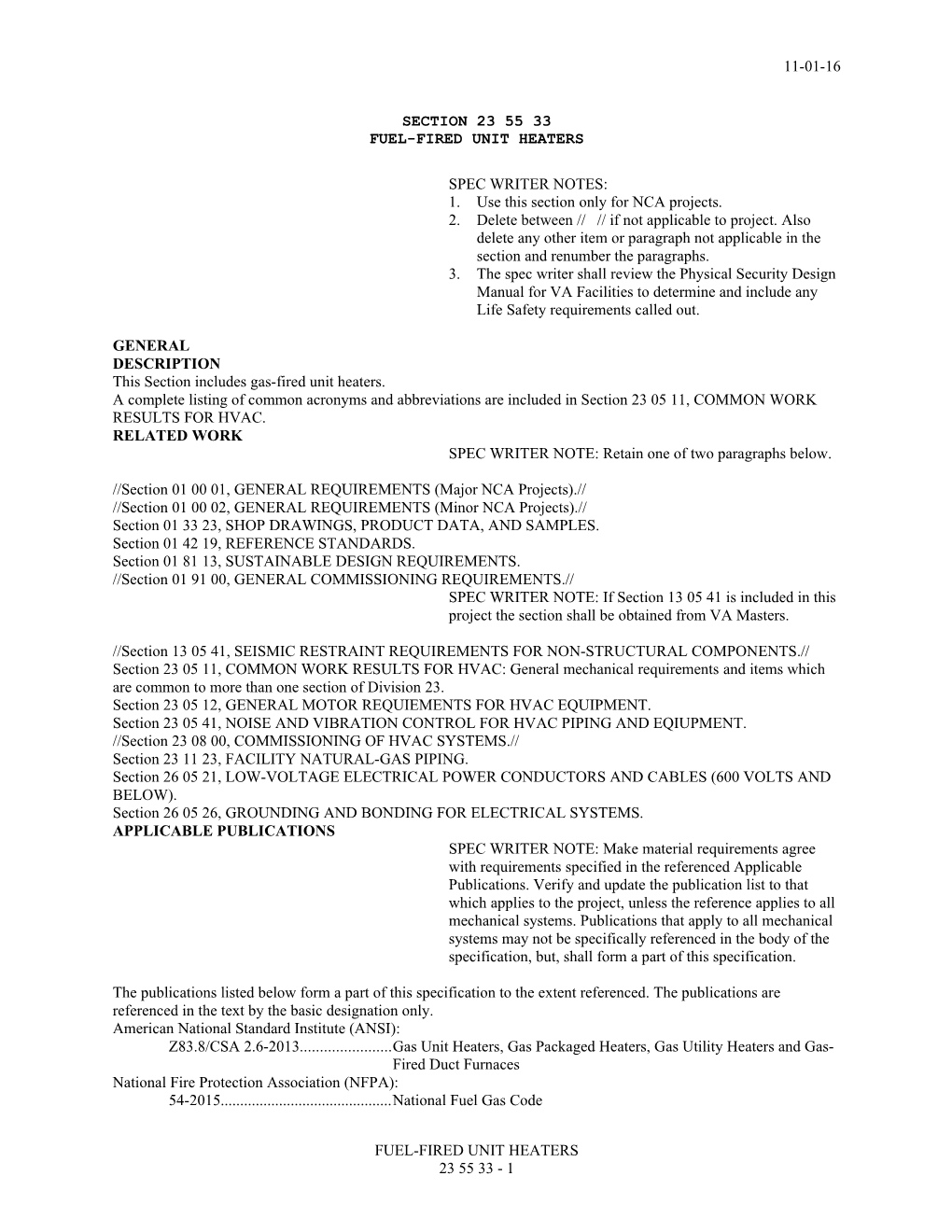 Section 23 55 33 - Fuel-Fired Unit Heaters s1