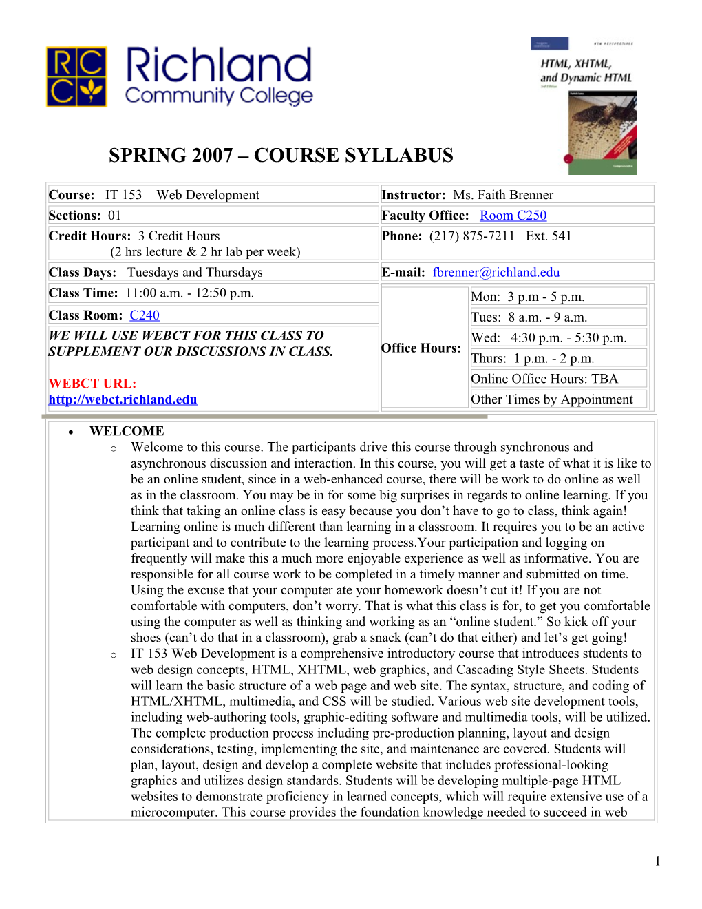 Spring 2007 Course Syllabus