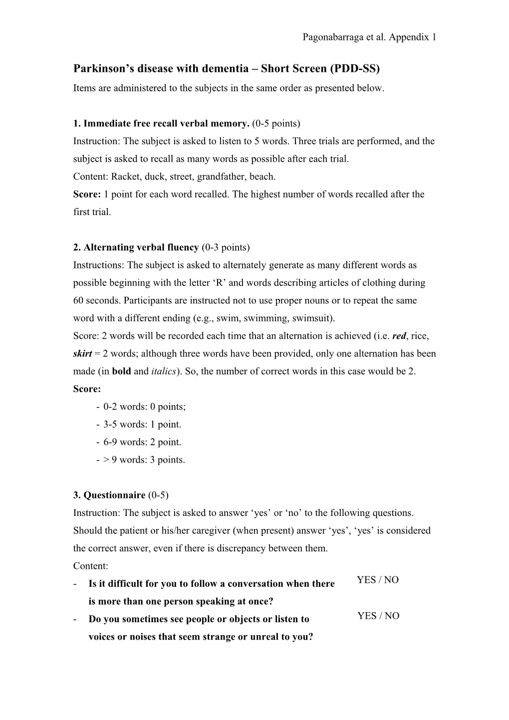 Parkinson S Disease with Dementia Short Screen