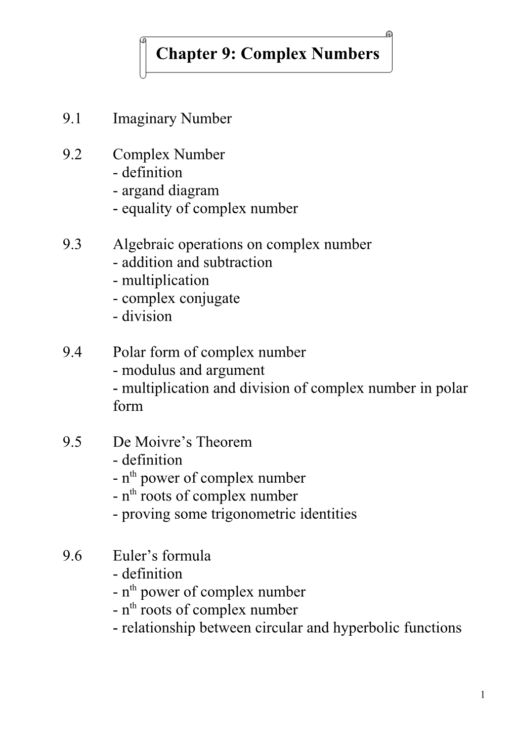 Chapter 7: Complex Numbers