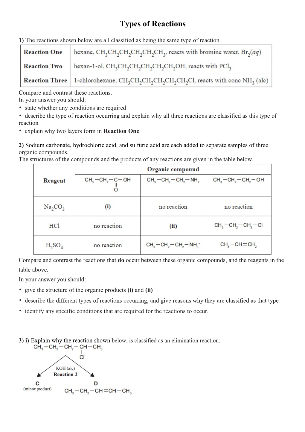 Types of Reactions s1