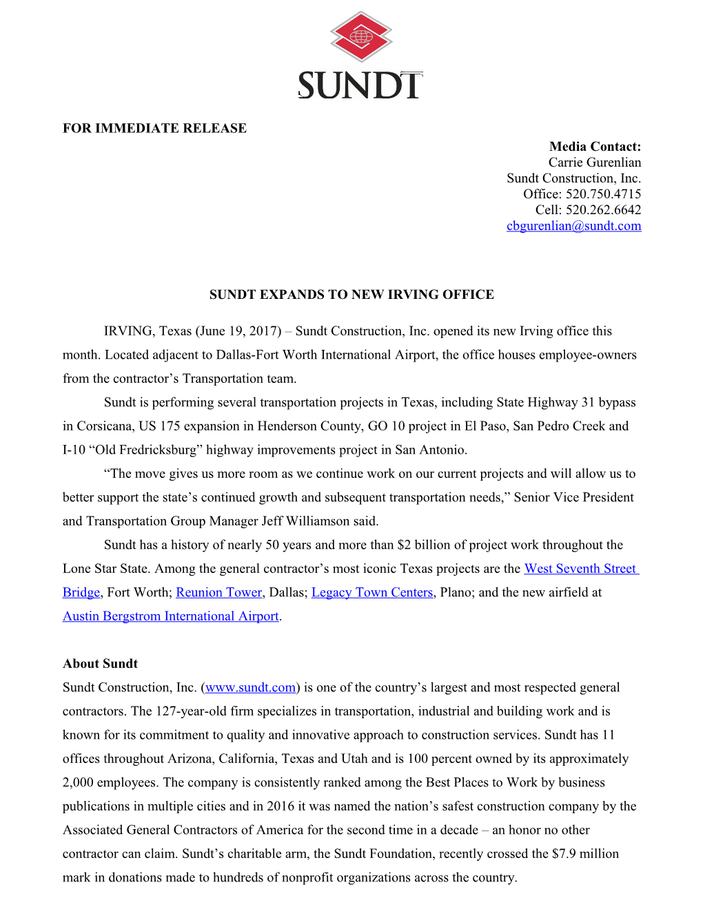 For Immediate Release s75