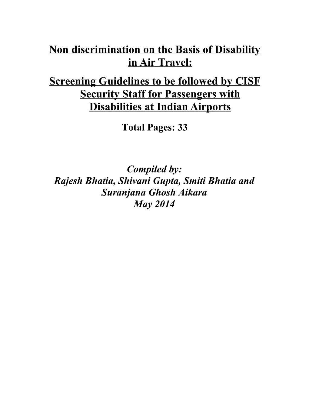 Nondiscrimination on the Basis of Disability in Air Travel