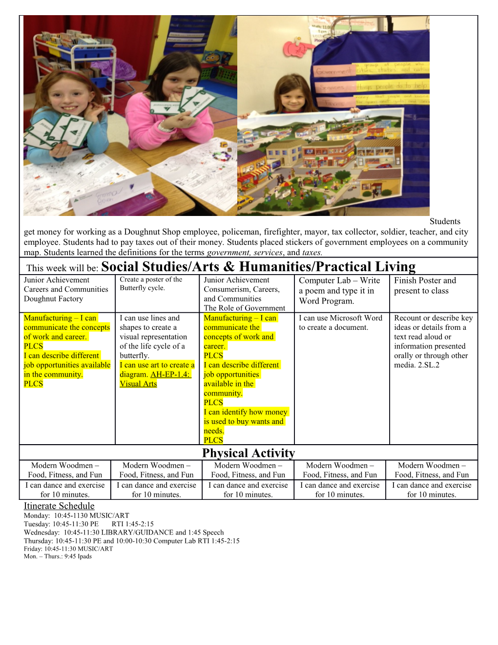 Itinerate Schedule