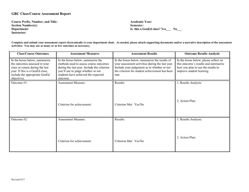 TMCC Program and Discipline Assessment Report Template