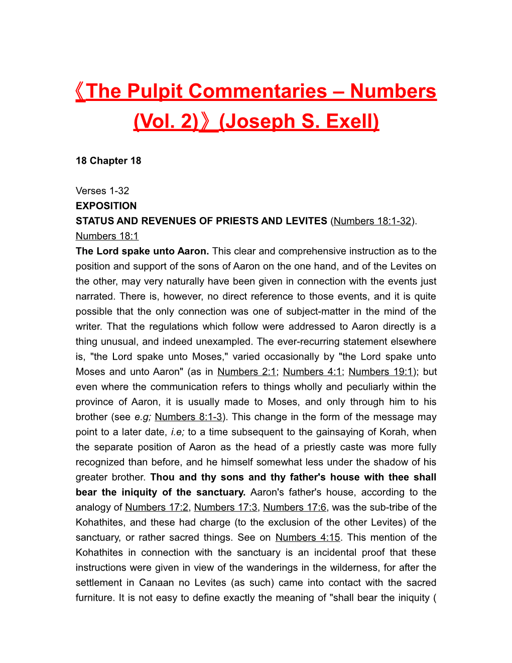 The Pulpit Commentaries Numbers (Vol. 2) (Joseph S. Exell)