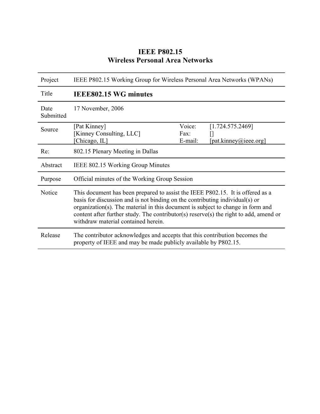 Wireless Personal Area Networks s18