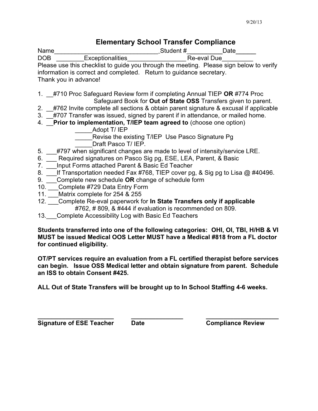 Elementary Schooltransfer Compliance