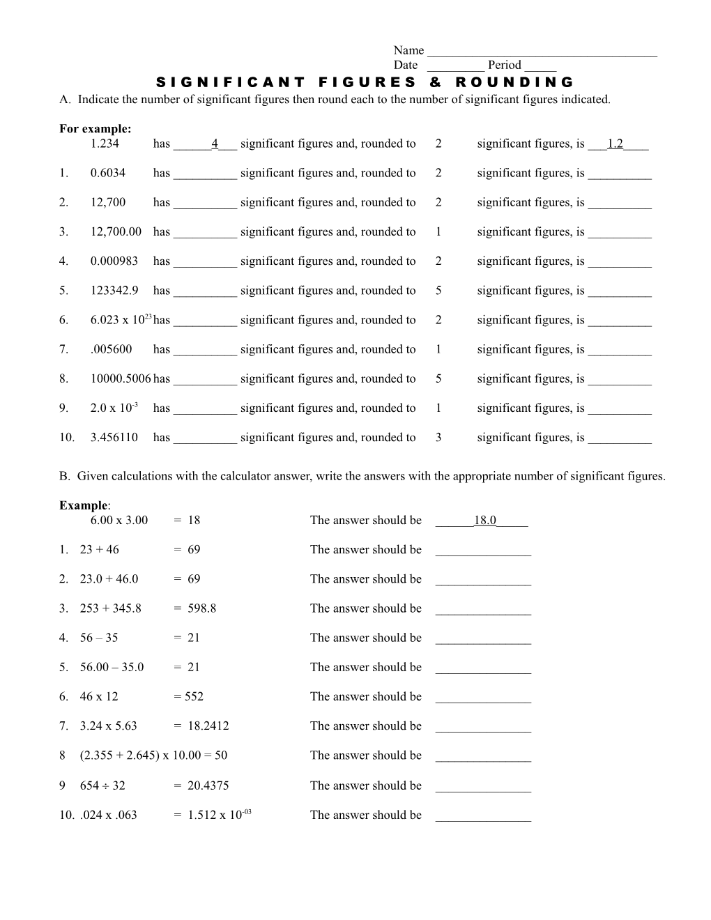 Significant Figures & Rounding