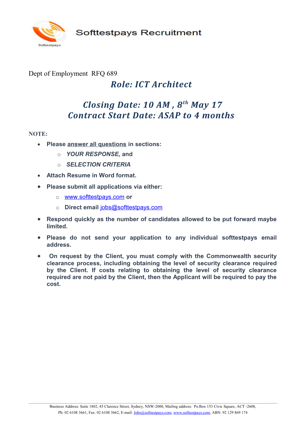 Role: ICT Architect