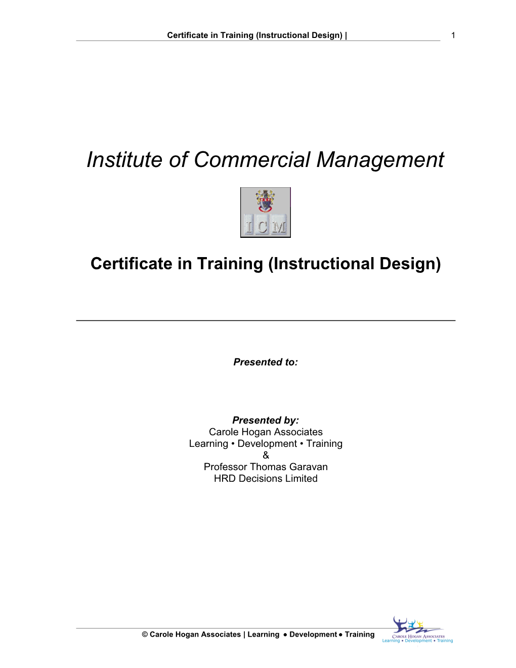 Certificate in Training (Instructional Design)