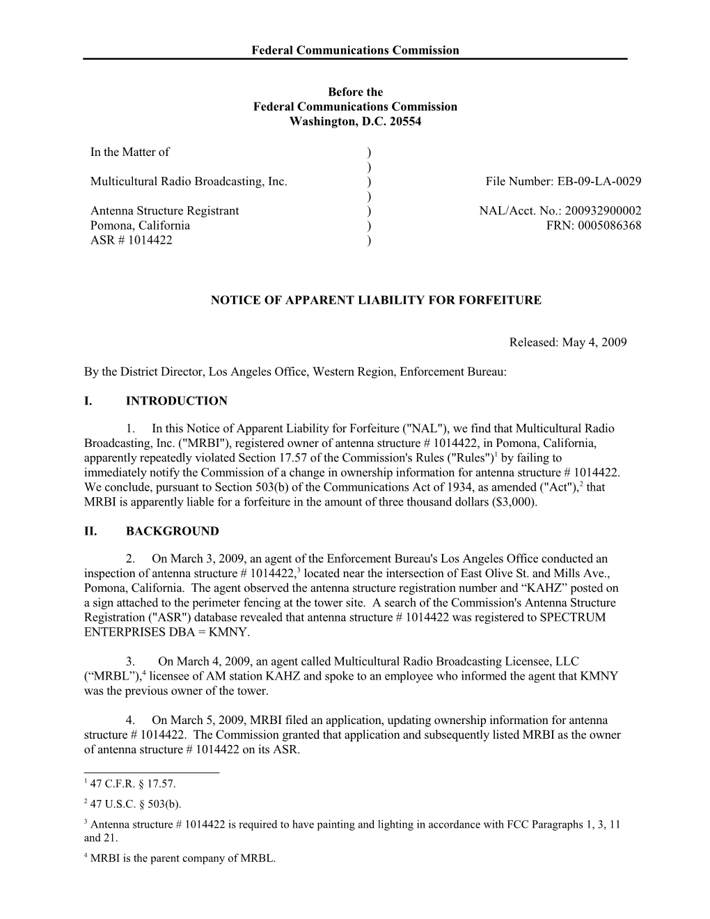 Notice of Apparent Liability for Forfeiture s15