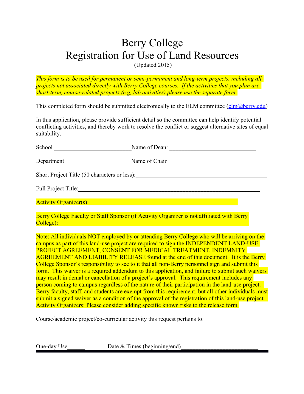Registration for Use of Land Resources
