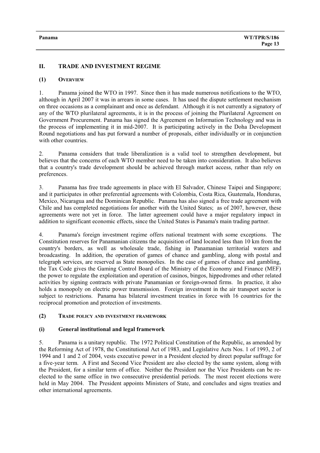 II. Trade and Investment Regime s1