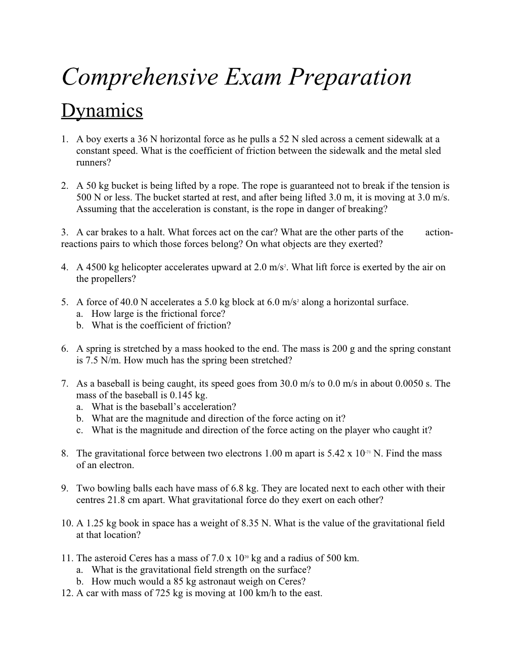 Comprehensive Exam Preparation s1