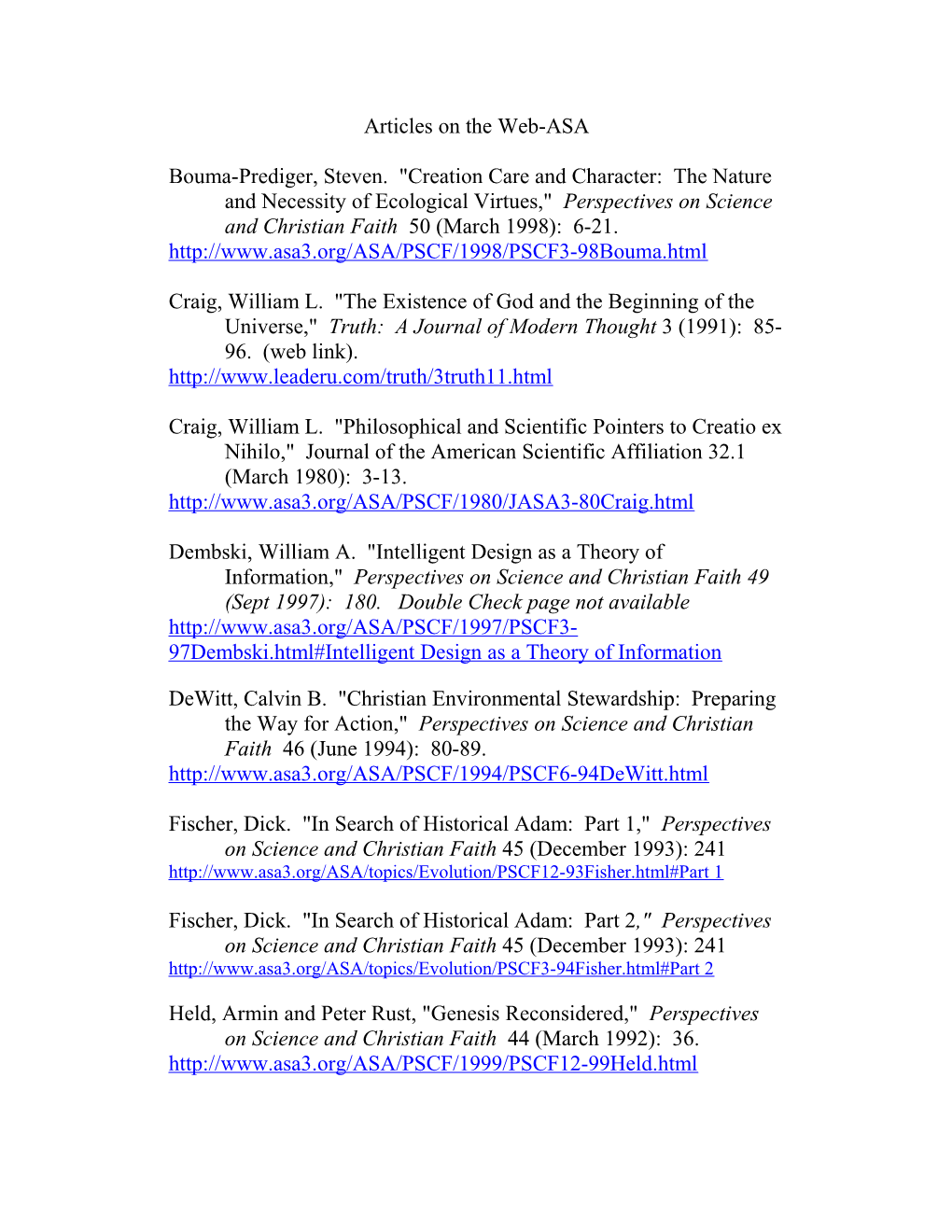 Articles on the Web