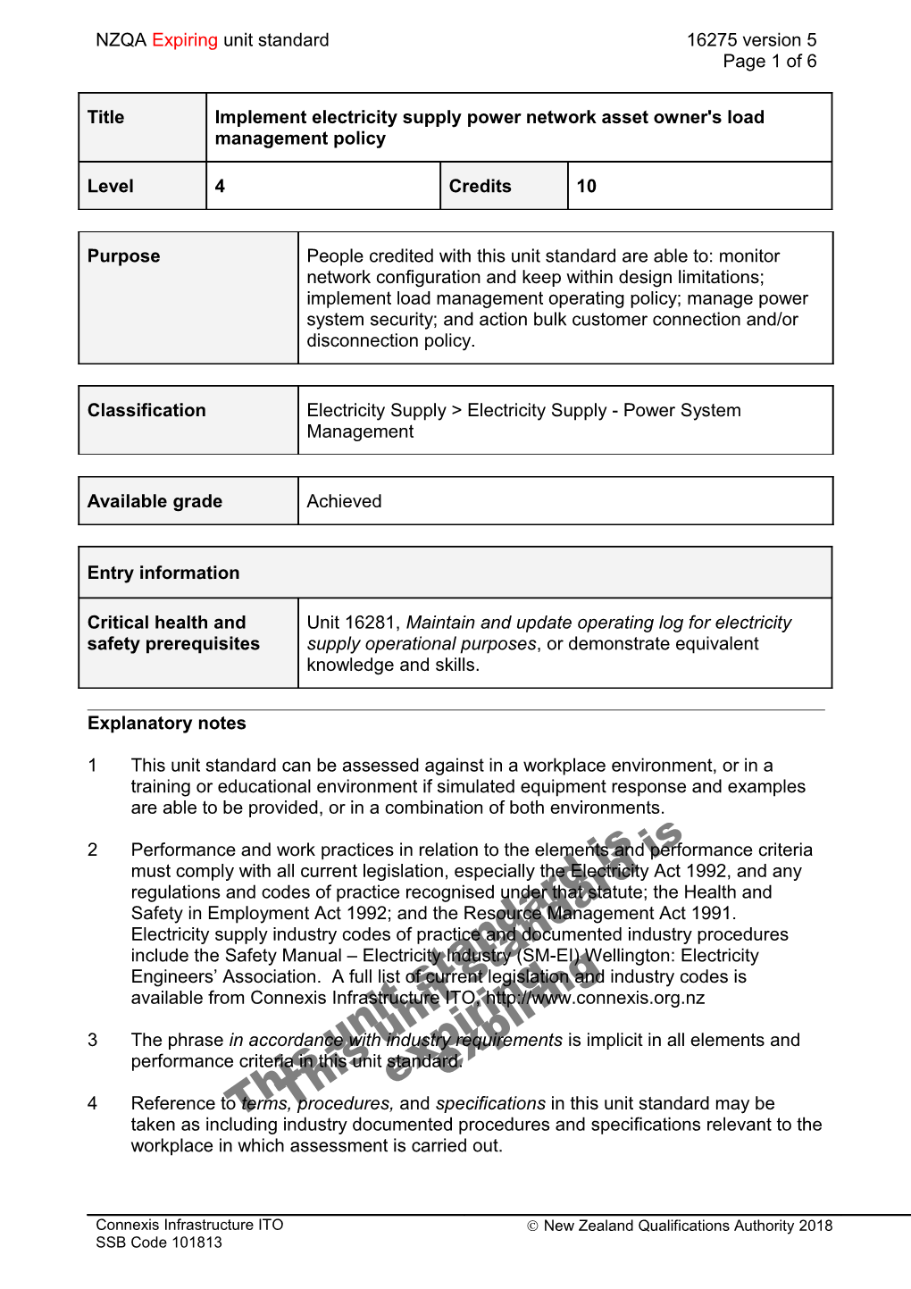 16275 Implement Electricity Supply Power Network Asset Owner's Load Management Policy