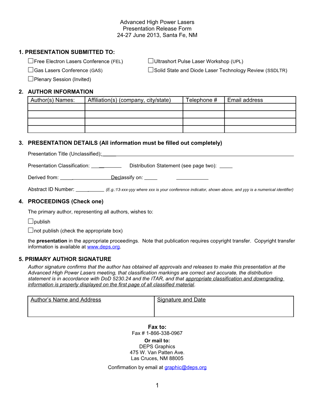 DEPS Paper Release Form