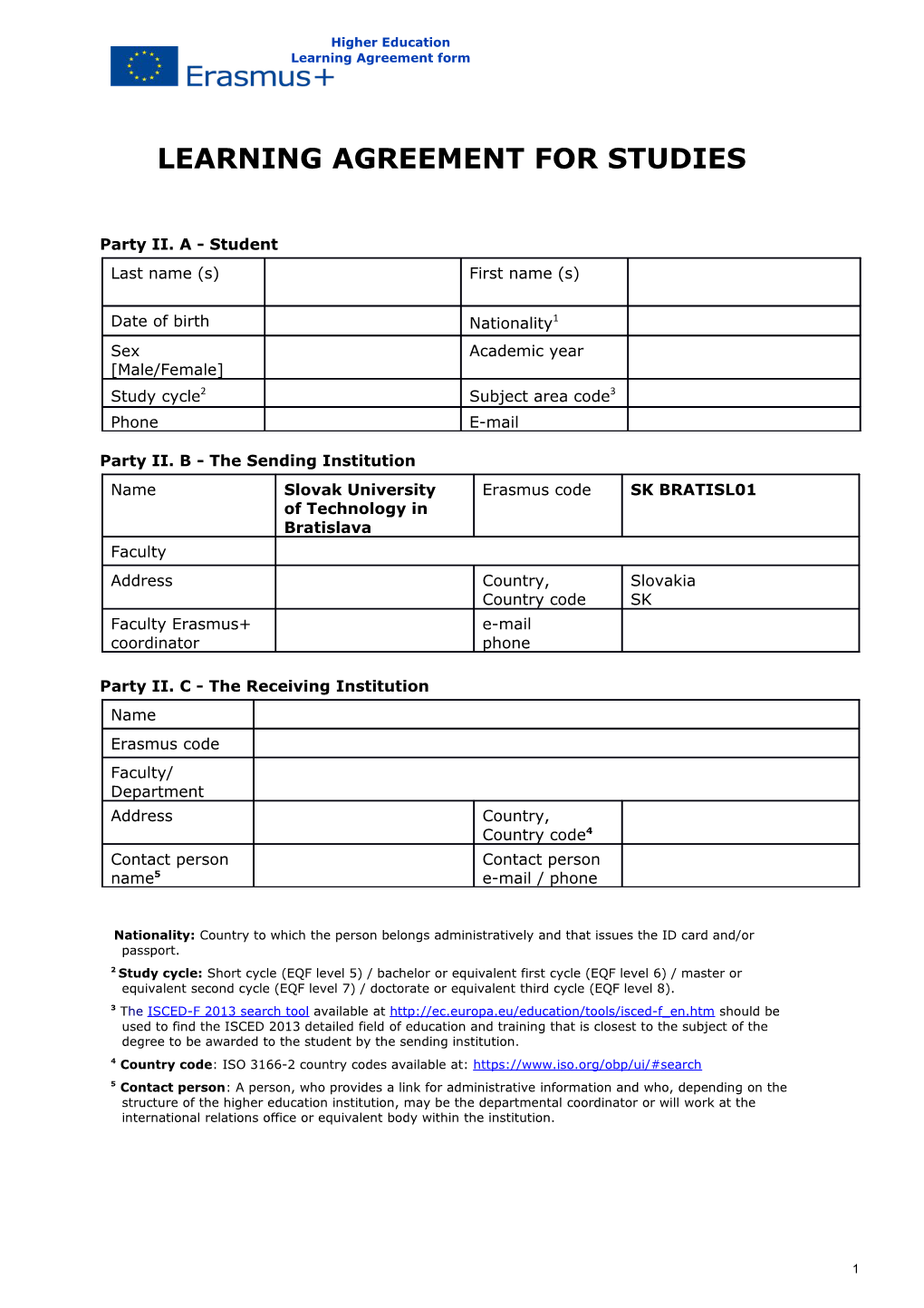 Learning Agreement for Studies s4