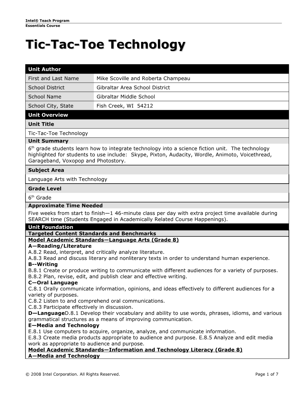 Unit Plan Template s8