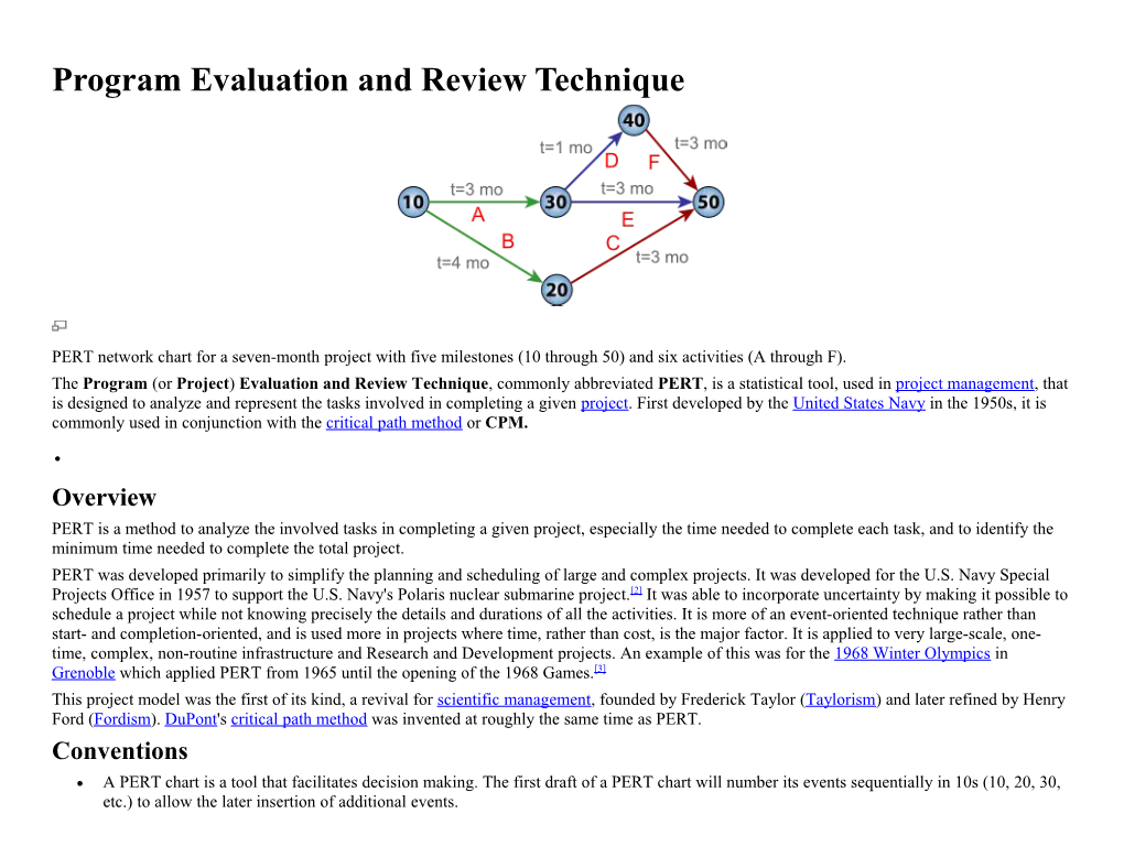 Program Evaluation and Review Technique