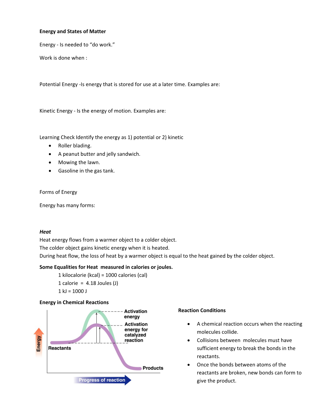 Energy and States of Matter