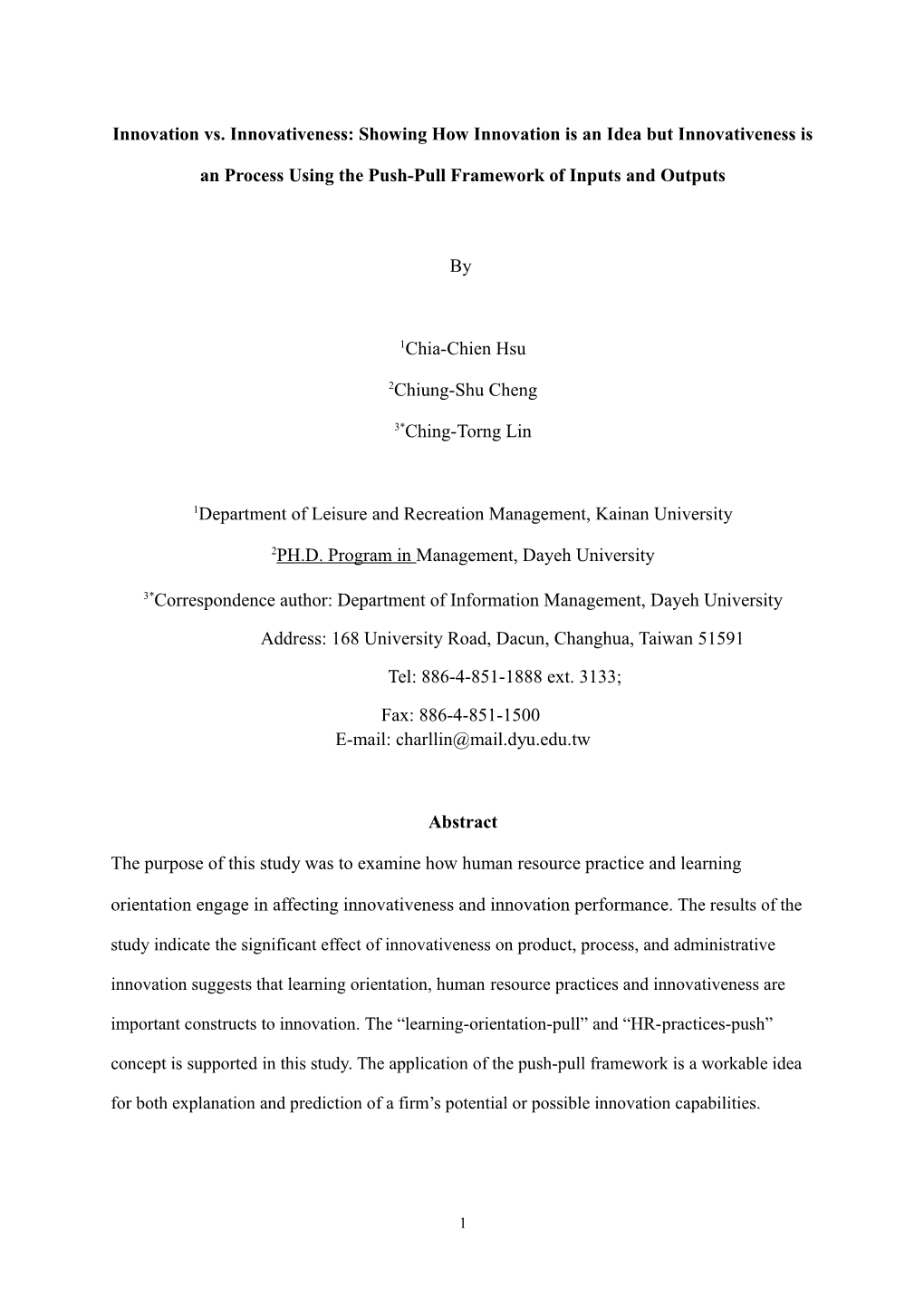 The Role of Market Orientation, Learning Orientation, Human Resource Practice, and Innovative