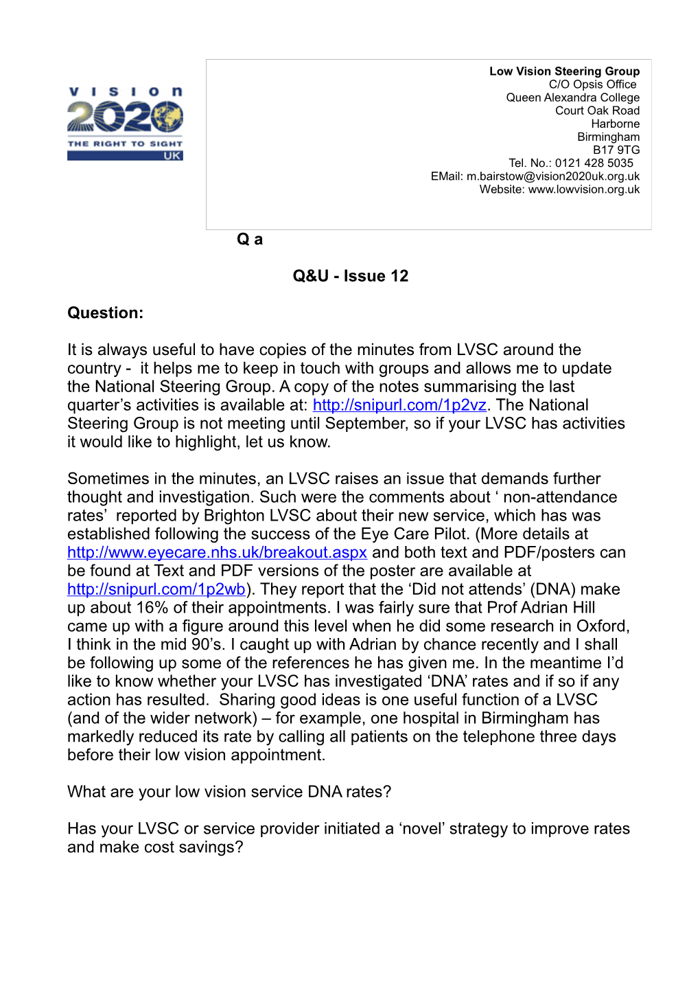 What Are Your Low Vision Service DNA Rates?