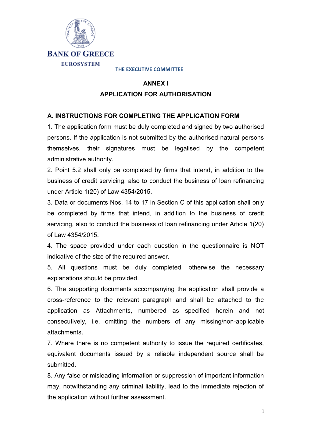 A. Instructions for Completing the Application Form