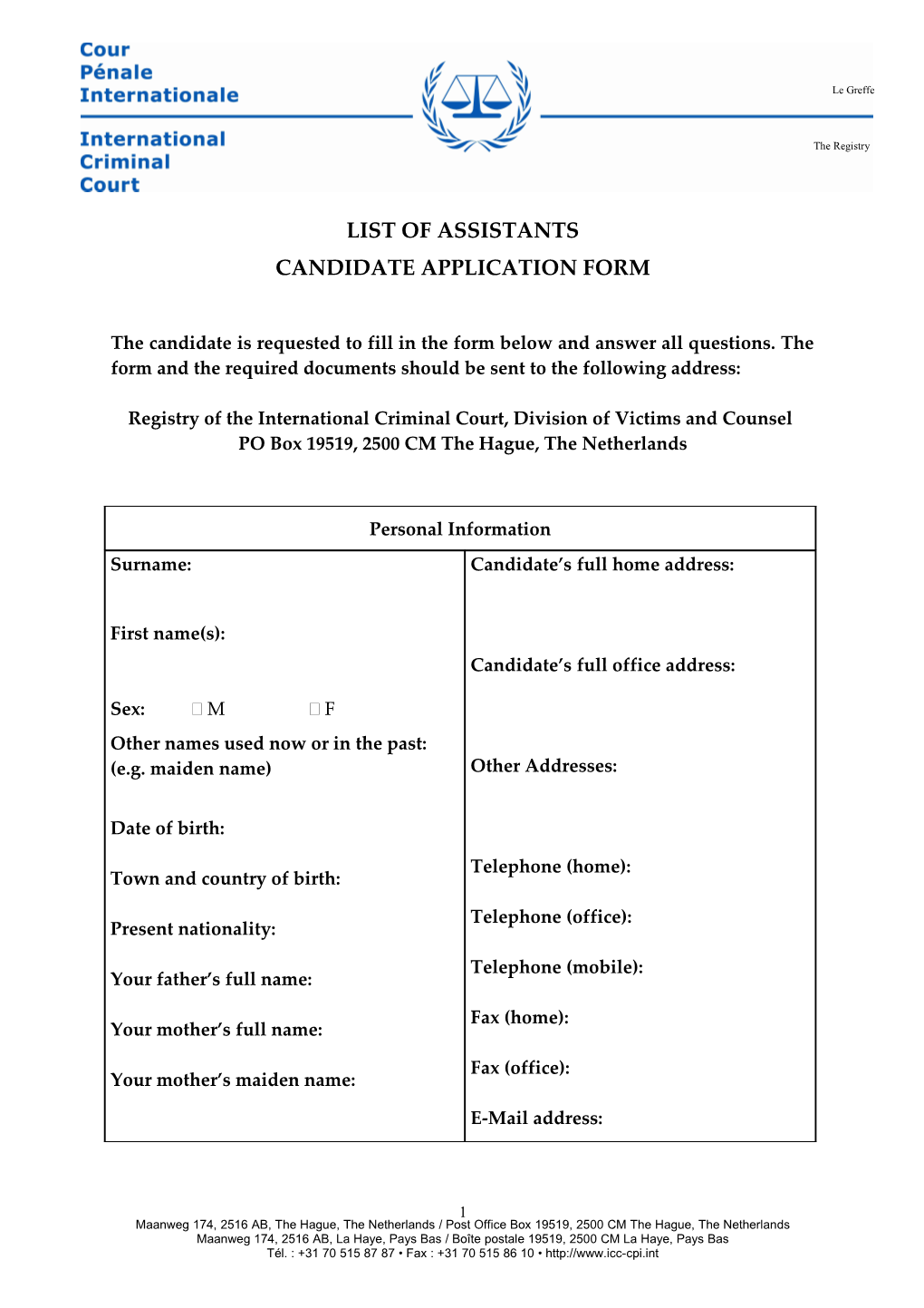 Standard ICC Fax English