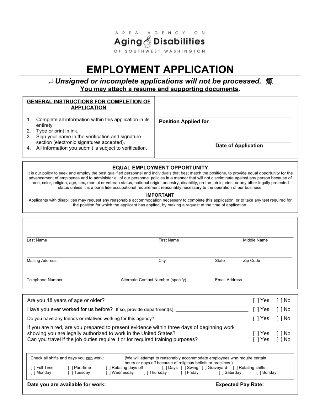 Application for Employment s97
