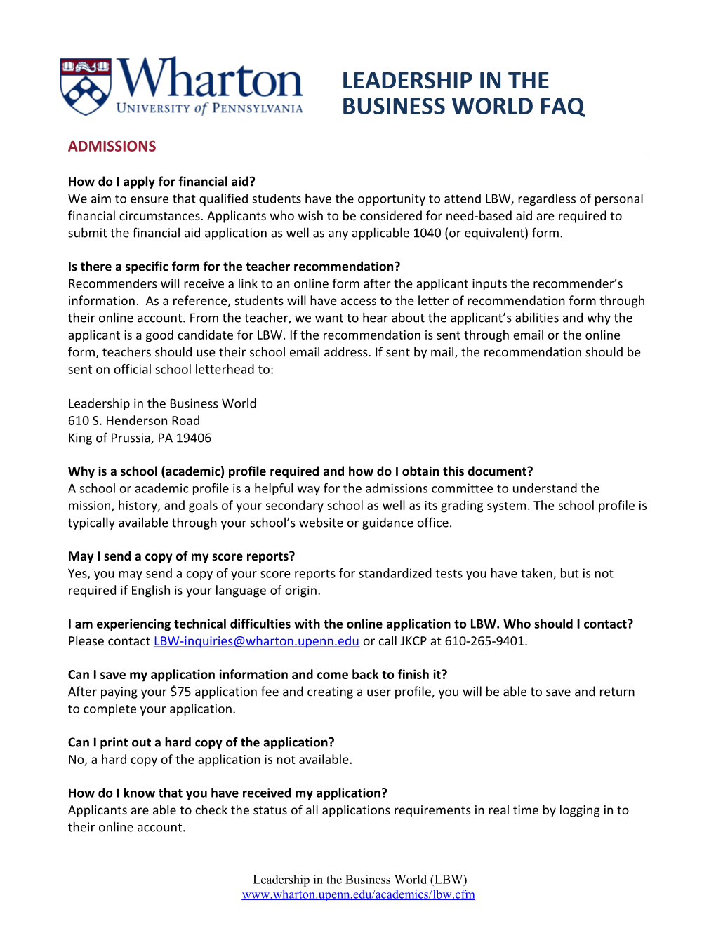 Business World Faq