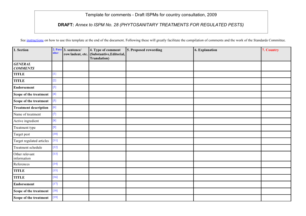 Template for Comments - Draft Ispms for Country Consultation, 2007