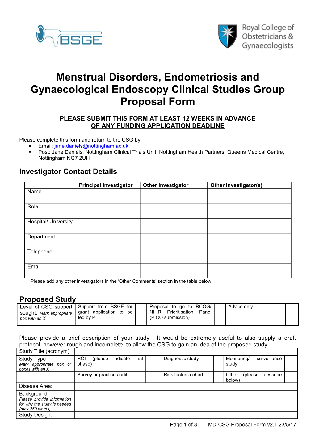 Menstrual Disorders, Endometriosis and Gynaecological Endoscopy Clinical Studies Group