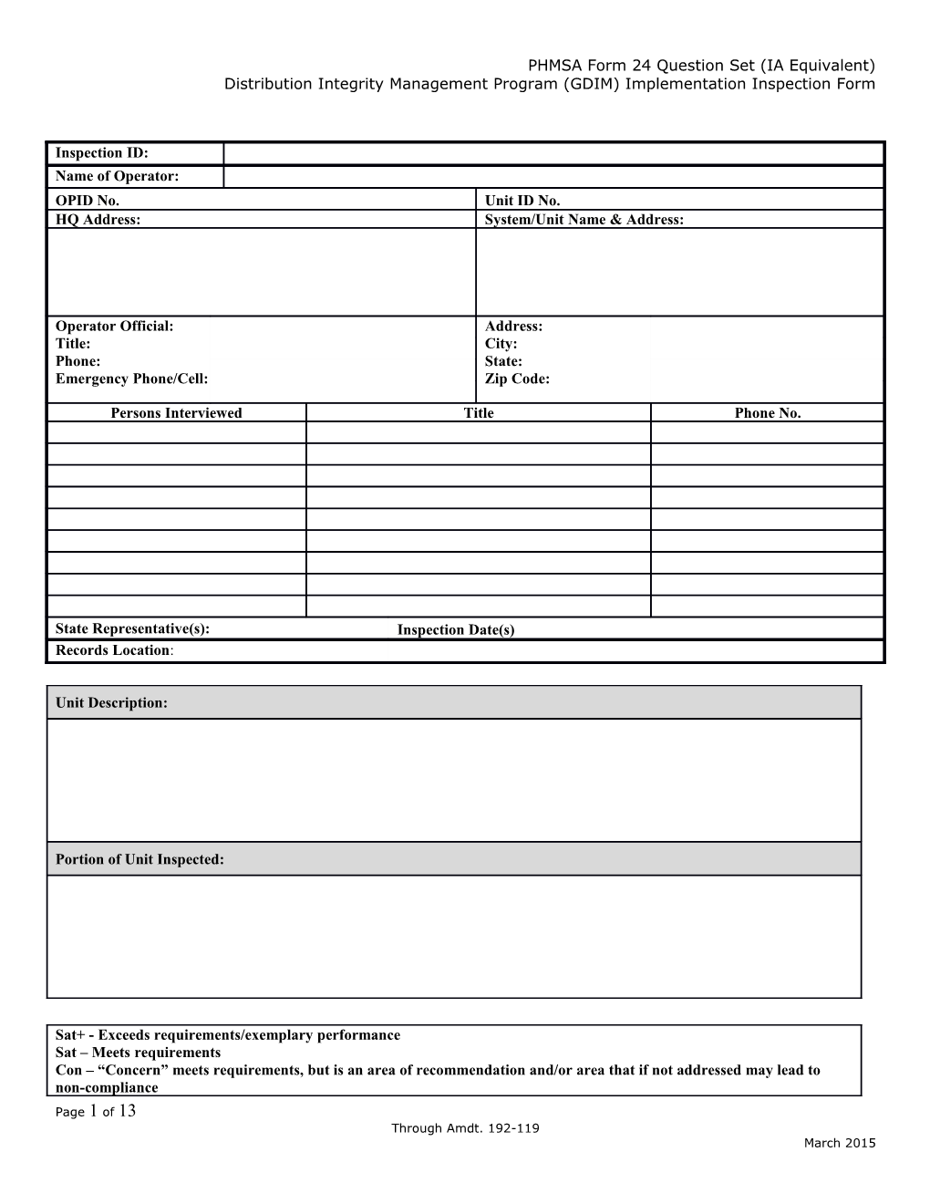 PHMSA Form 24 Question Set (IA Equivalent)