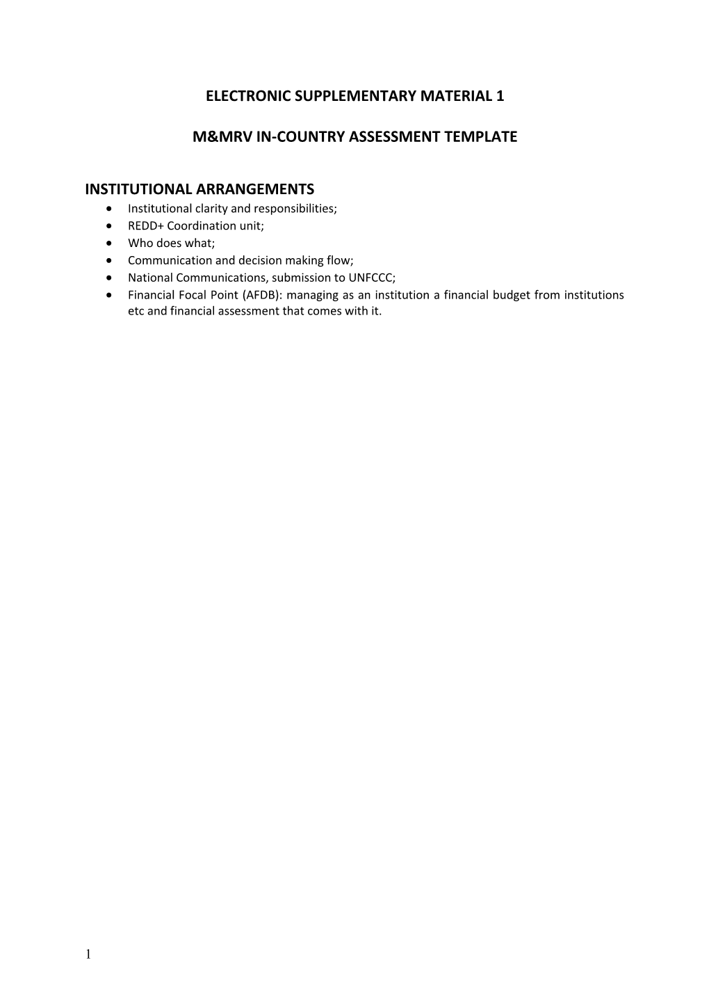 M&Mrv In-Country Assessment Template