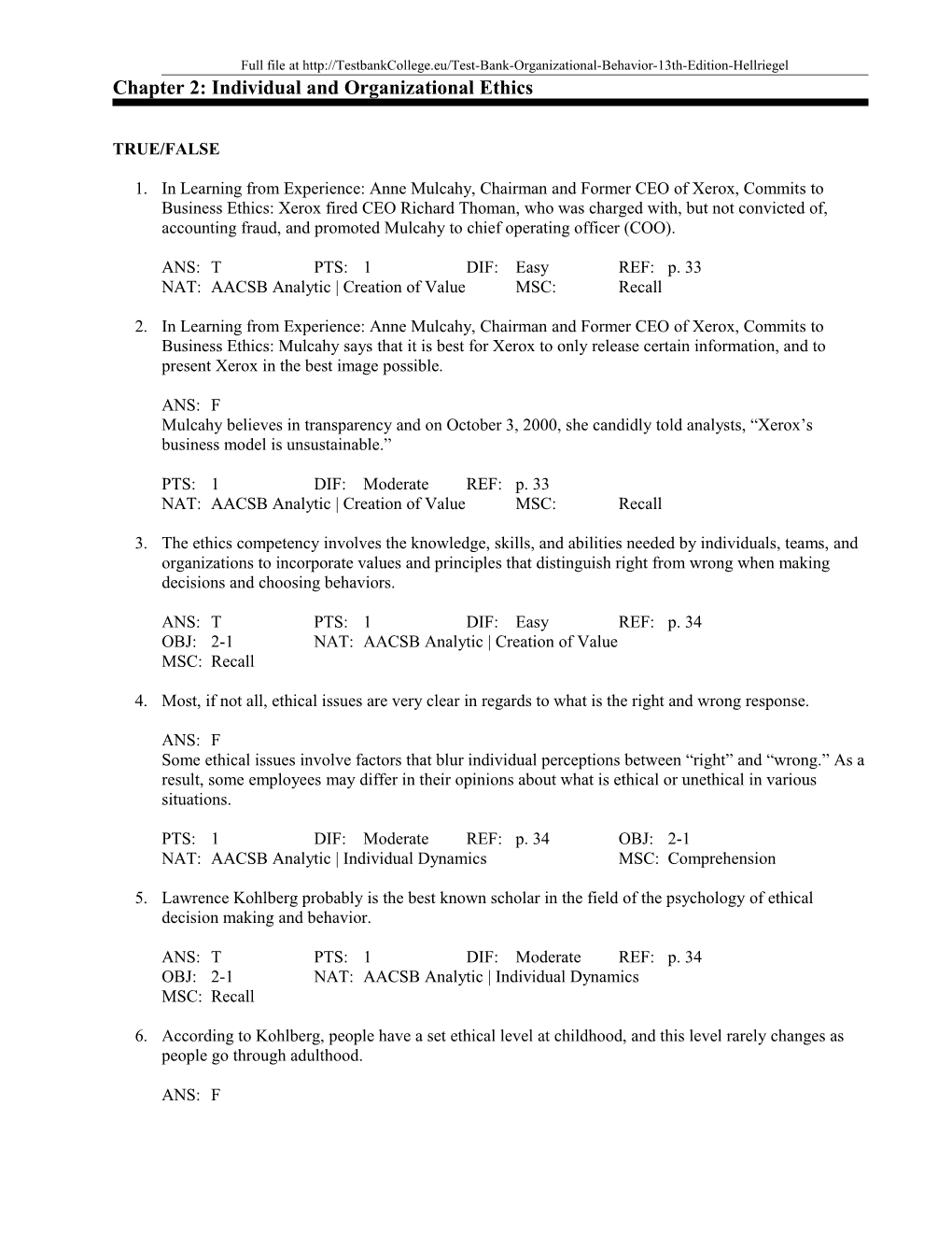 Chapter 2: Individual and Organizational Ethics